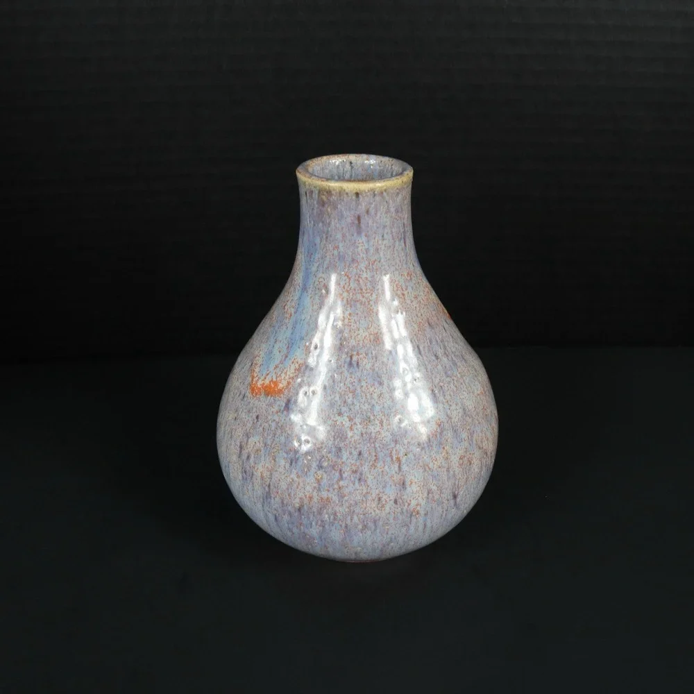 Art‎ Pottery Blue Orange Drip Glaze Vibrant Vase Signed By Artist